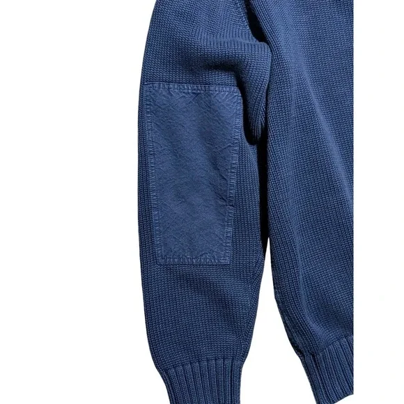 Cutter & Buck Blue‎ Cotton Sweater XL Chunky Knit Elbow Patch - Picture 8 of 13